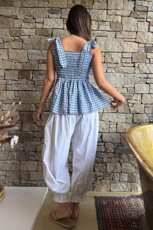Nonni Gingham Bandeau Cami Denim